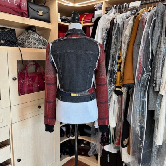 Sonia Rykiel Plaid Print Denim Jacket Size M - Picture 3 of 7